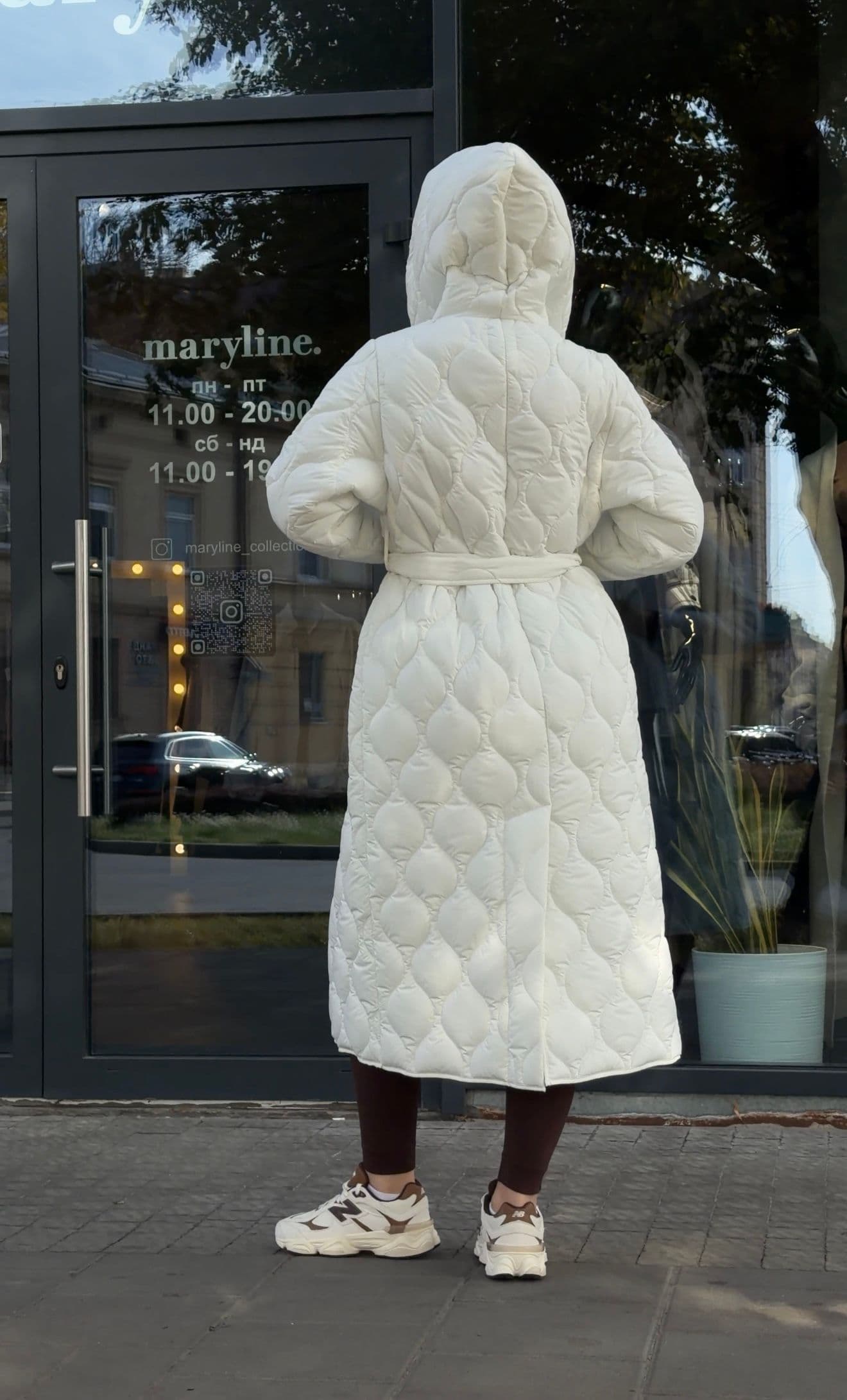 Куртка-пальто стьобана жіноча Maxi maryline в світло-молочному кольорі — фото 3